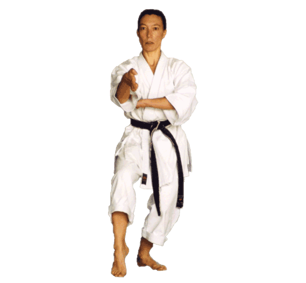 Maestro Maruska Granata VI Dan della Scuola di Karate Shin-Do Shotokai a Milano in posizioni di Karate